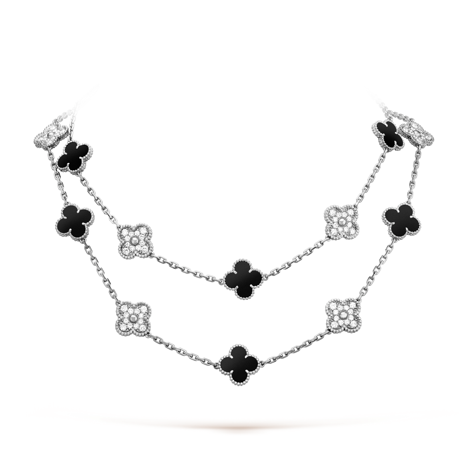 [BIJOUX]TRÈFLE 20 MOTIFS ONYX DIAMANT ARGENT