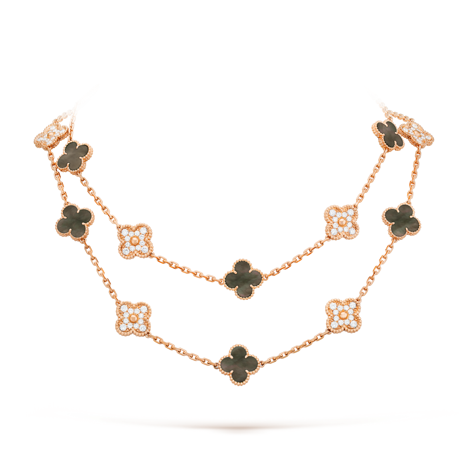 [BIJOUX] COLLIER CLOVER 20 MOTIFS DARK MOP DIAMANT