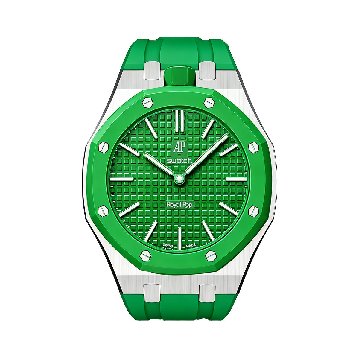 Oak Pop Green Steel Silicone Strap