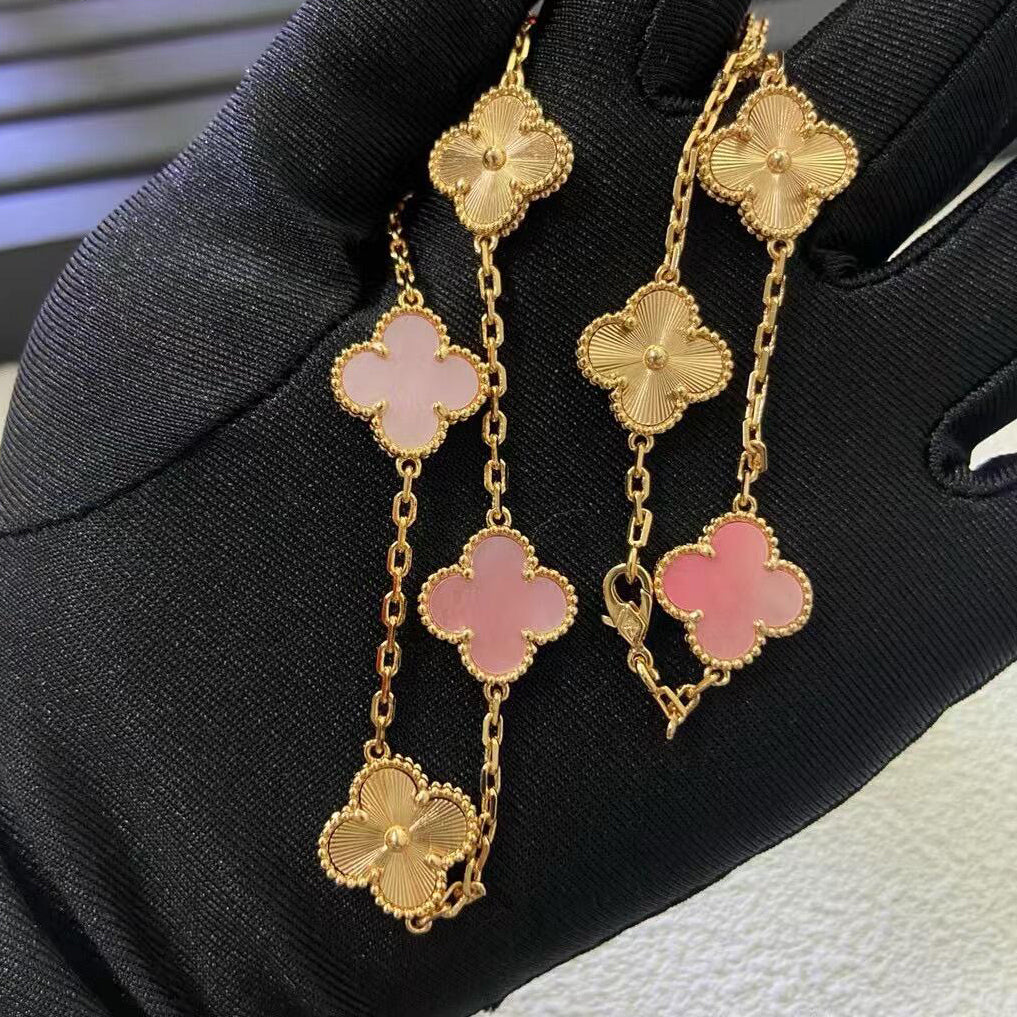 [BIJOUX]CLOVER 10 MOTIFS COLLIER NOP NACRE ROSE LASER