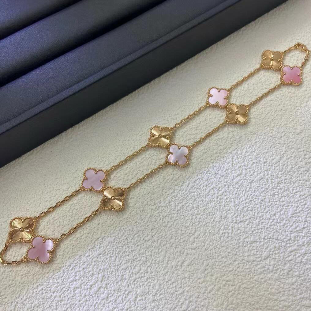 [BIJOUX]CLOVER 10 MOTIFS COLLIER NOP NACRE ROSE LASER