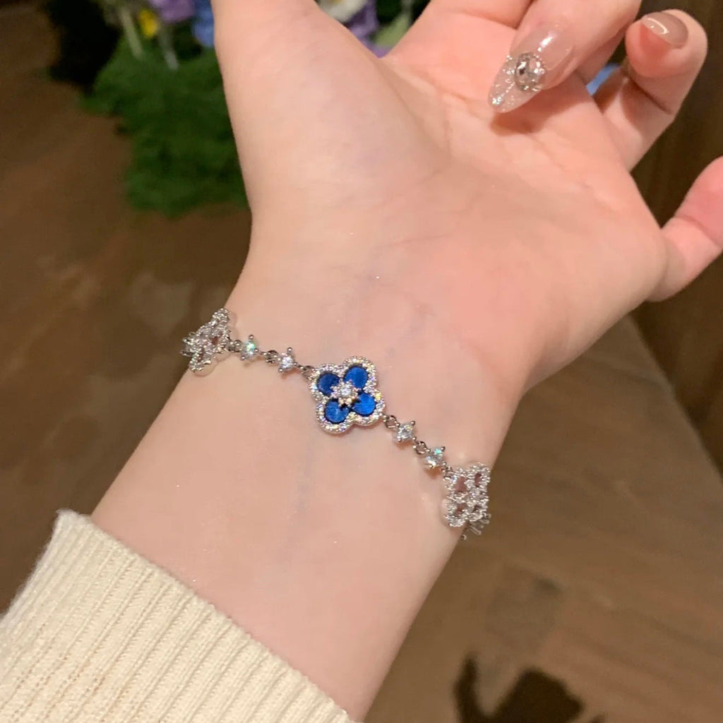 [BIJOUX] BRACELET TRÈFLE 5 MOTIFS ROSE BLEU ROUGE BLANC