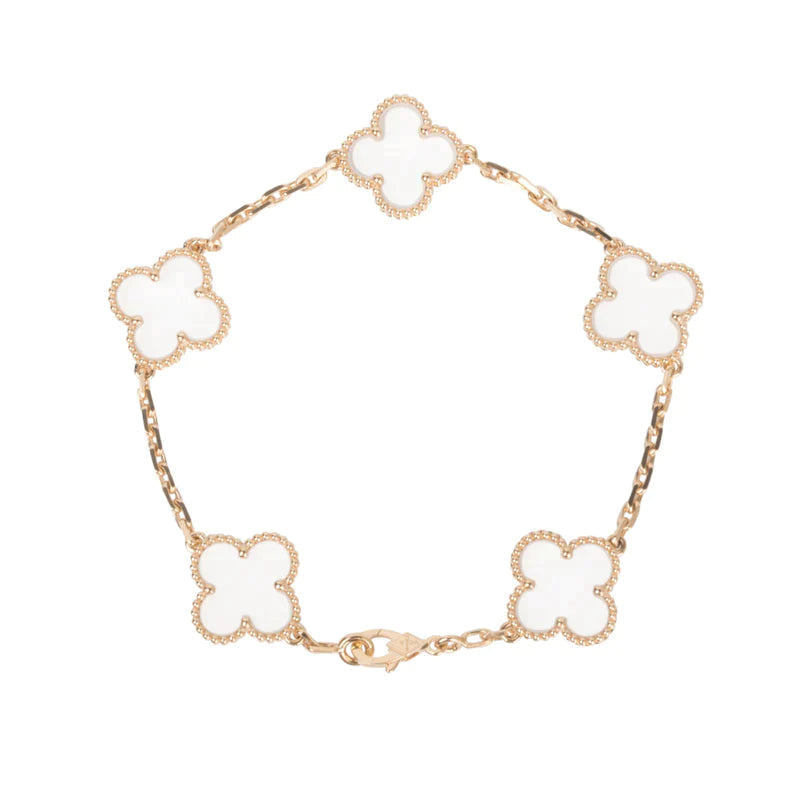 [Topon]CLOVER 5 MOTIF ROCK CRYSTAL BRACELET