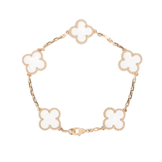 [Topon]CLOVER 5 MOTIF ROCK CRYSTAL BRACELET