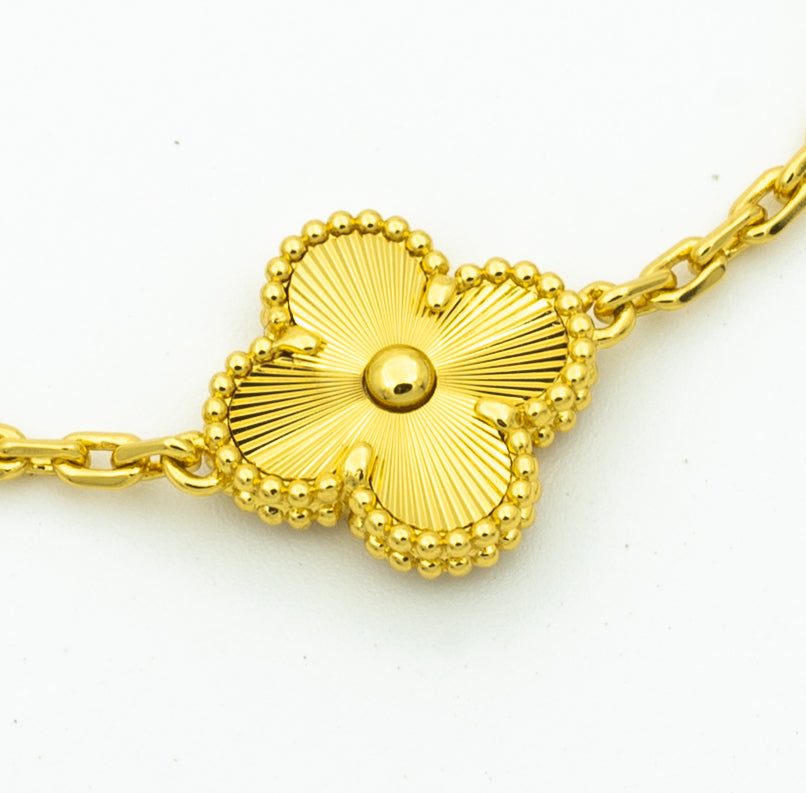 [BIJOUX]BRACELET TRÈFLE 5 MOTIFS OR DIAMANT
