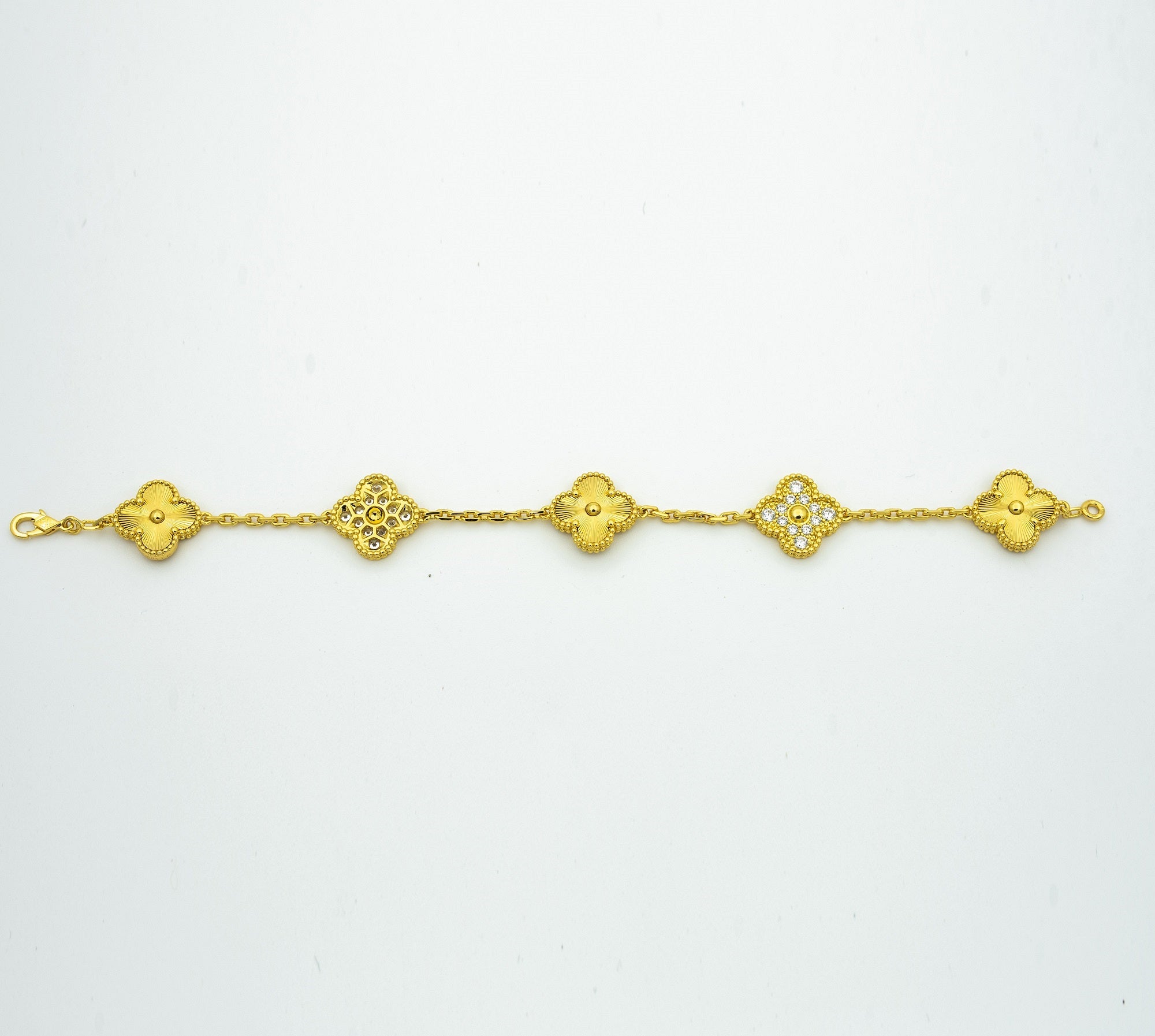 [BIJOUX]CLOVER BRACELET 5 MOTIFS GOLD DIAMOND