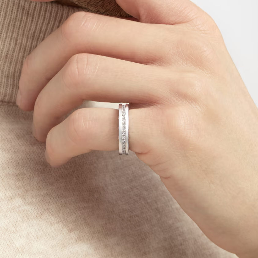 [BIJOUX]ZERO 1 BANDE UNIQUE PAVÉE DE DIAMANTS SUR L'ANNEAU SPIRALE