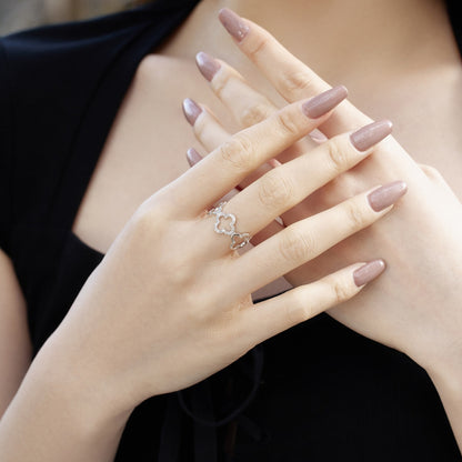 [Goodv]Hollow Design Four-Leaf Clover Flower Shape Ring