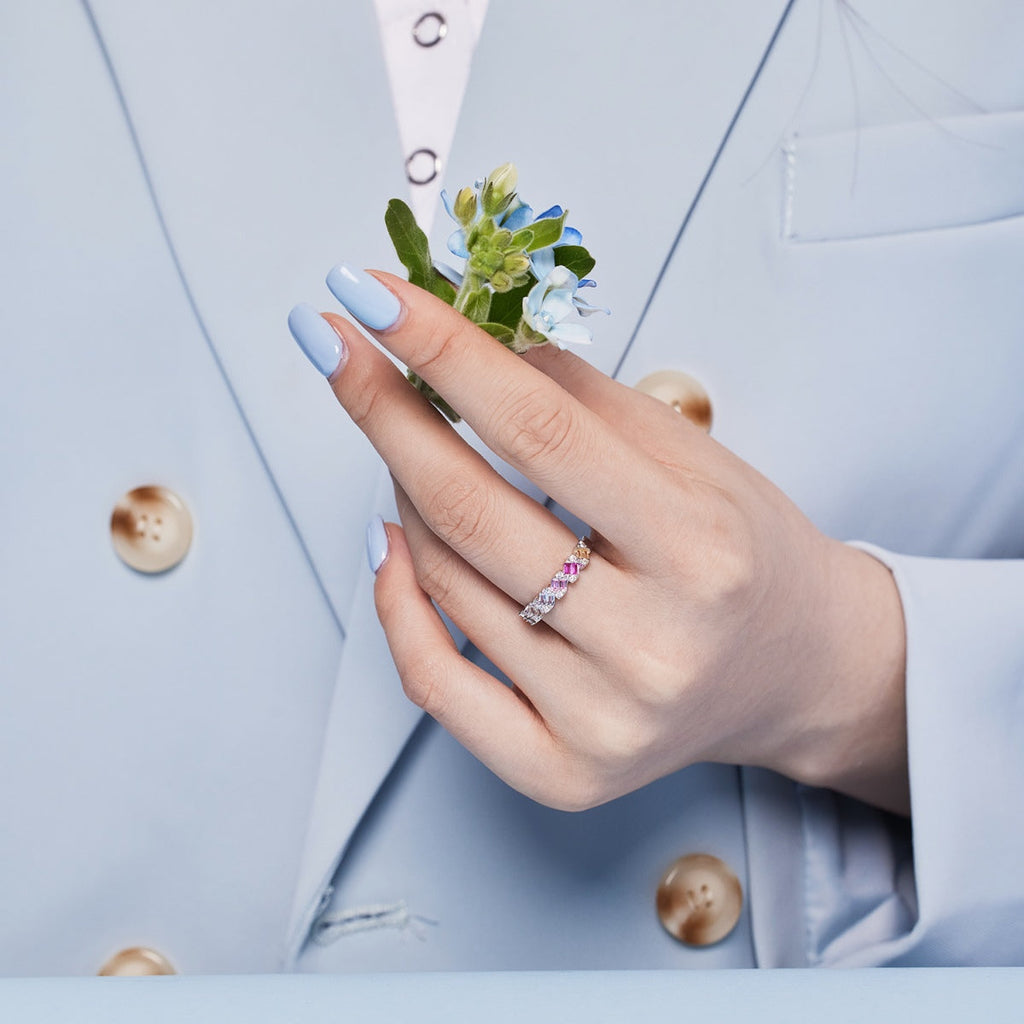 [Goodv]Delicate Vibrant Emerald Cut Daily Ring