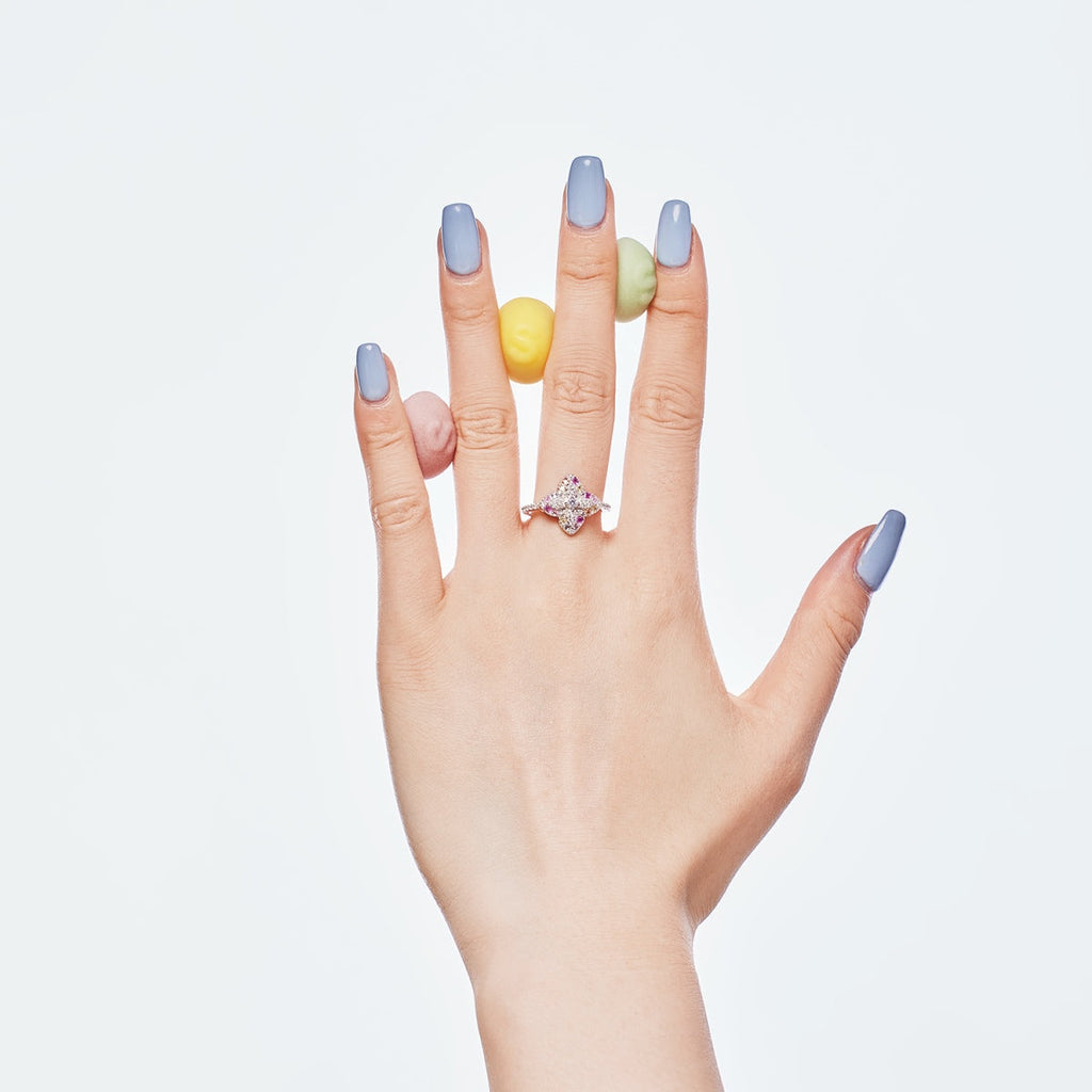 [Goodv]Luxurious Colorful Flower Shape Banquet Ring
