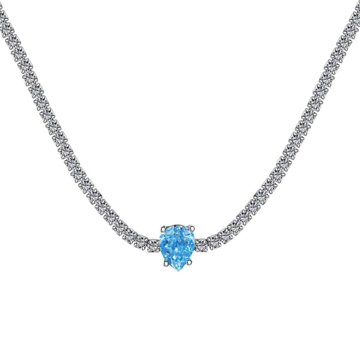 [Goodv]1.0 carat Unique Pear Cut Tennis Necklace