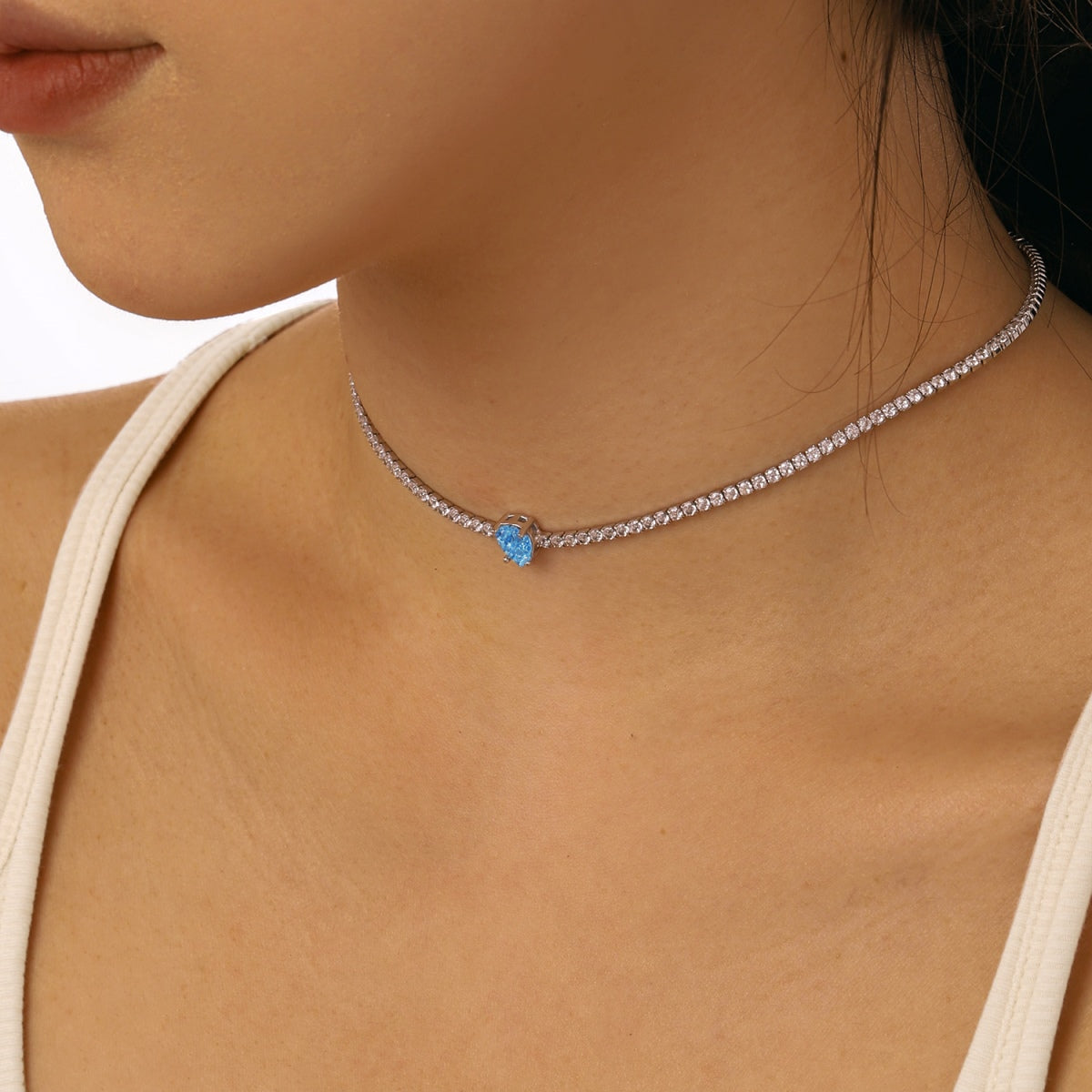 [Goodv]1.0 carat Unique Pear Cut Tennis Necklace