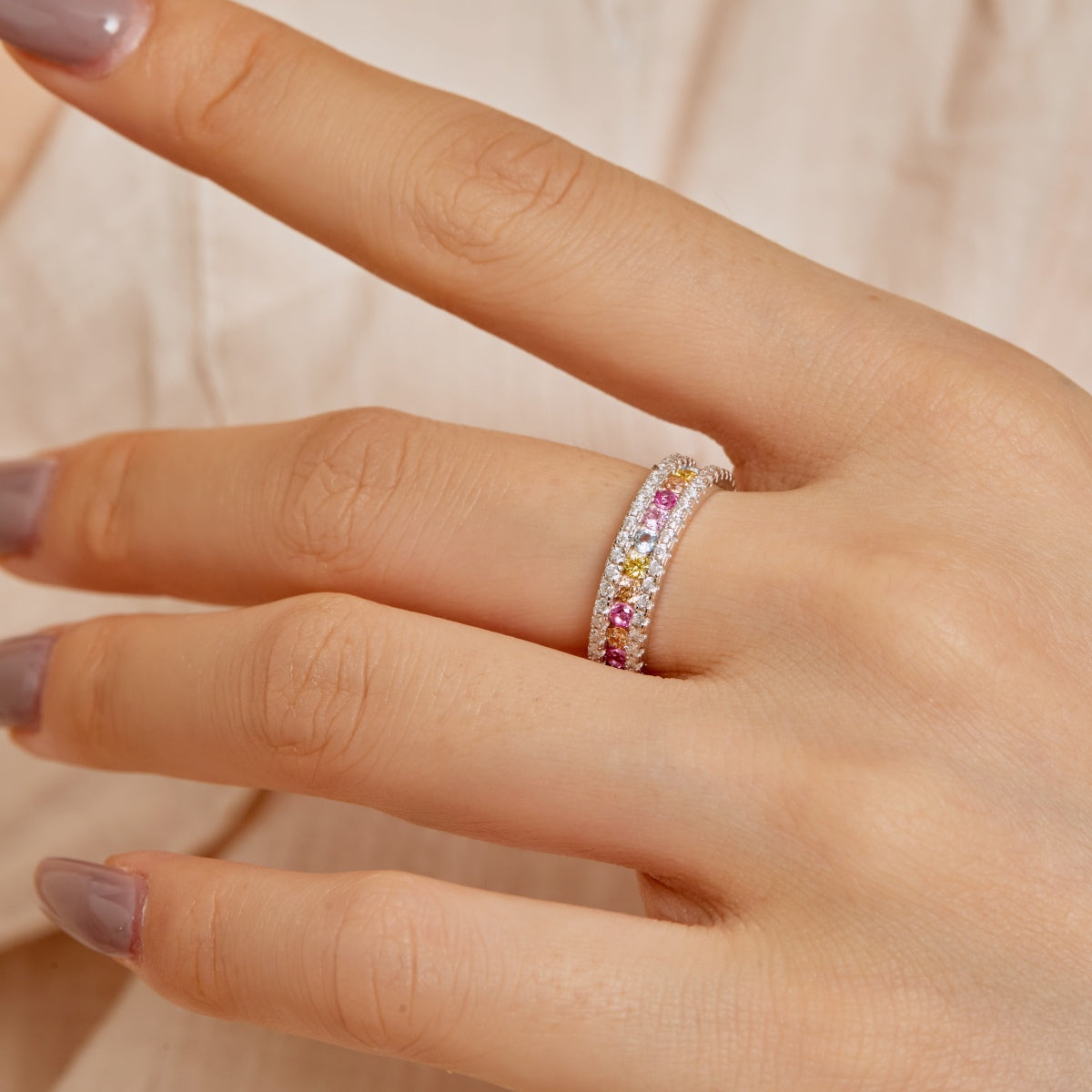 [Goodv] Bague quotidienne délicate et colorée à coupe ronde