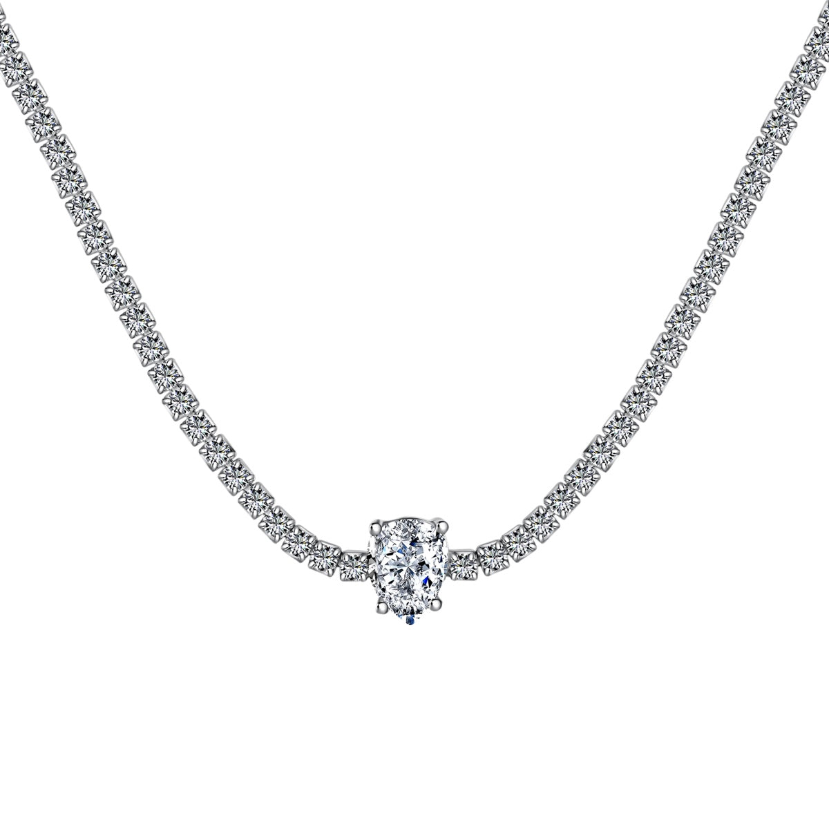 [Goodv]1.0 carat Unique Pear Cut Tennis Necklace