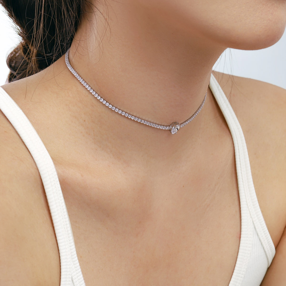[Goodv]1.0 carat Unique Pear Cut Tennis Necklace