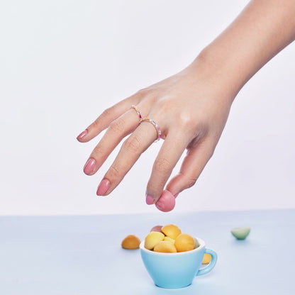 [Goodv]Exquisite Multicolored Emerald Cut Daily Ring
