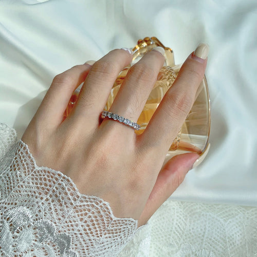 [Goodv]Bague de tennis ronde scintillante