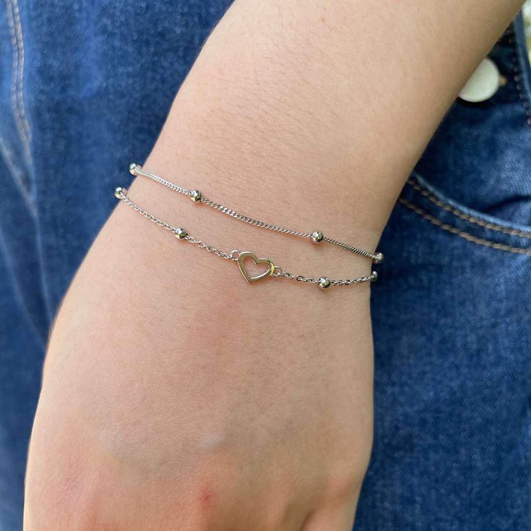 [Goodv]Dainty Double Layer Love Heart Bracelet