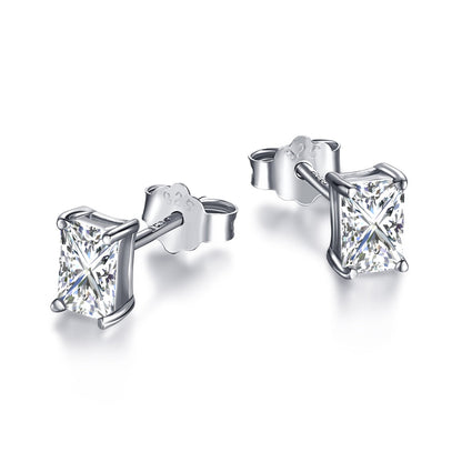 [Goodv]Stylish Shiny Rectangular Center Stone Stud Earrings