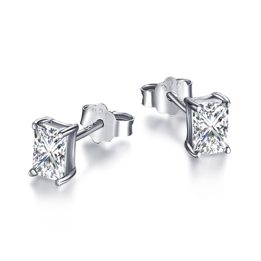 [Goodv]Stylish Shiny Rectangular Center Stone Stud Earrings
