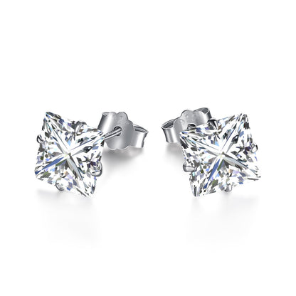 [Goodv]Stylish Shiny Square Center Stone Stud Earrings