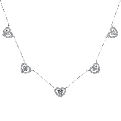 [Goodv]Sparkling Five Heart Necklace