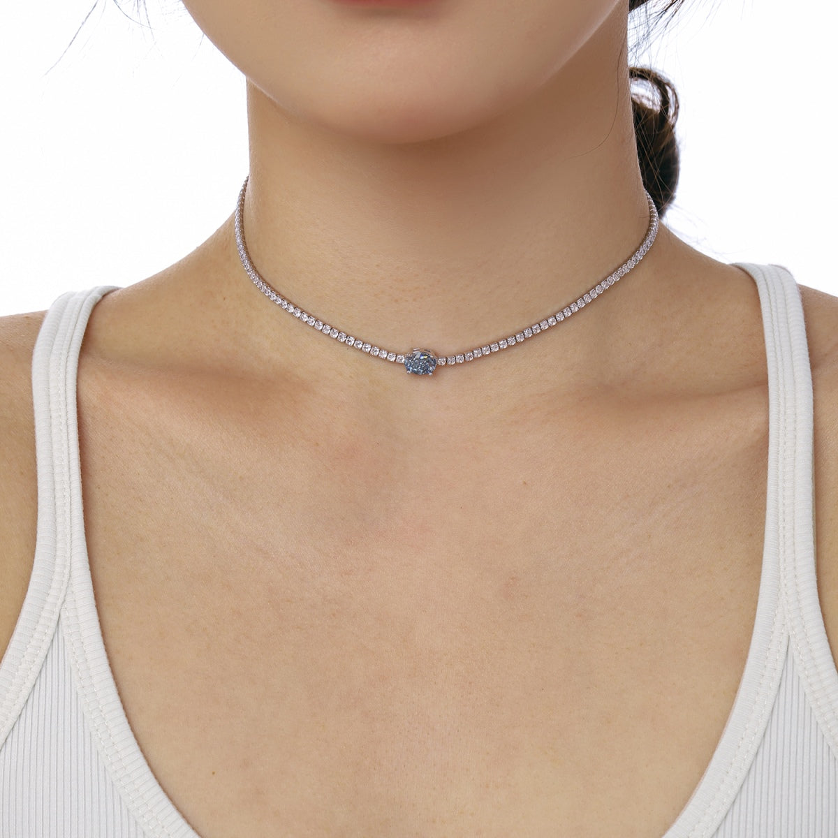 [Goodv]1.0 Carat Shining Oval Cut Necklace