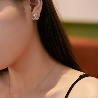 [Goodv]Ornate Flower Shape Pear Cut Lover Earrings
