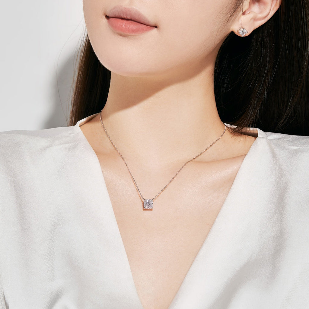 [Goodv]Boucles d'oreilles de mariage taille princesse radiante de 1,0 carat