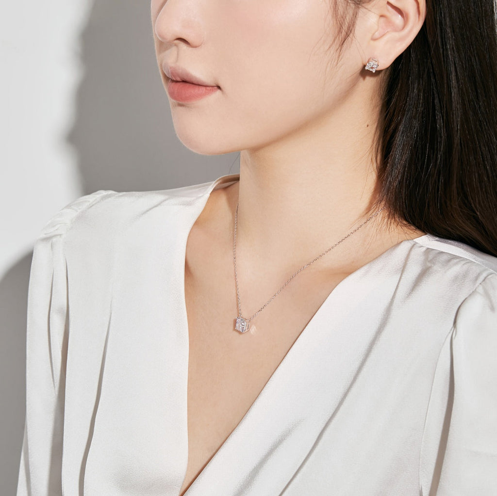 [Goodv]Boucles d'oreilles de mariage taille princesse radiante de 1,0 carat