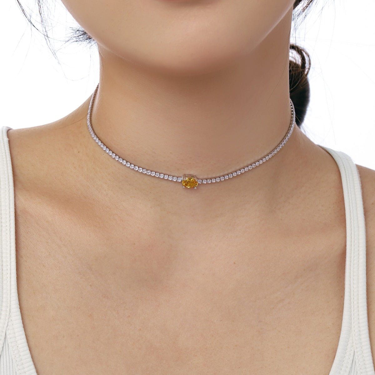 [Goodv]1.0 Carat Shining Oval Cut Necklace