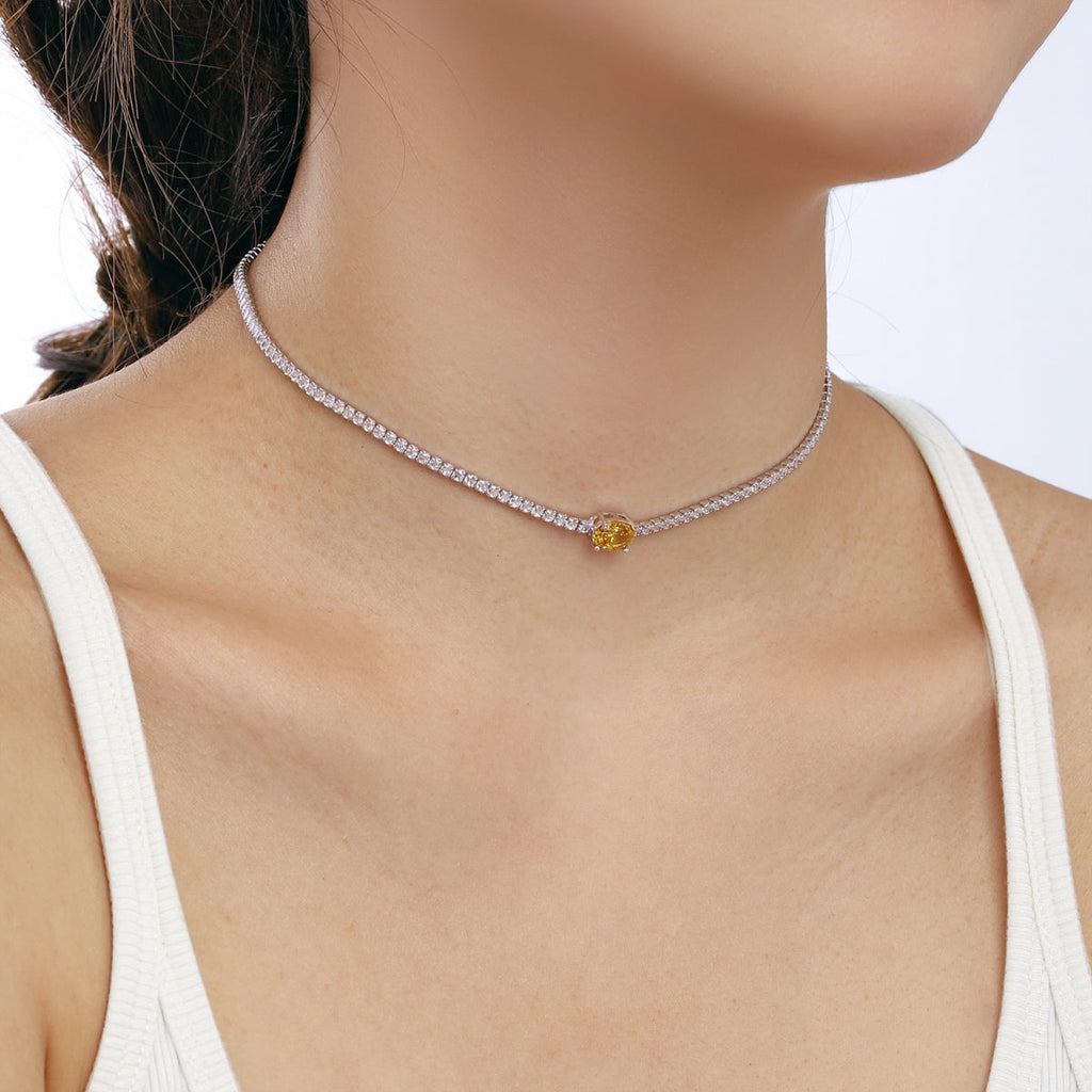 [Goodv]1.0 Carat Shining Oval Cut Necklace