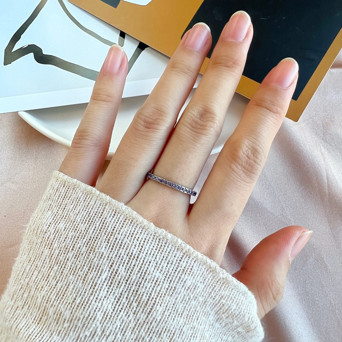 [Goodv] Bague quotidienne délicate et scintillante à coupe ronde