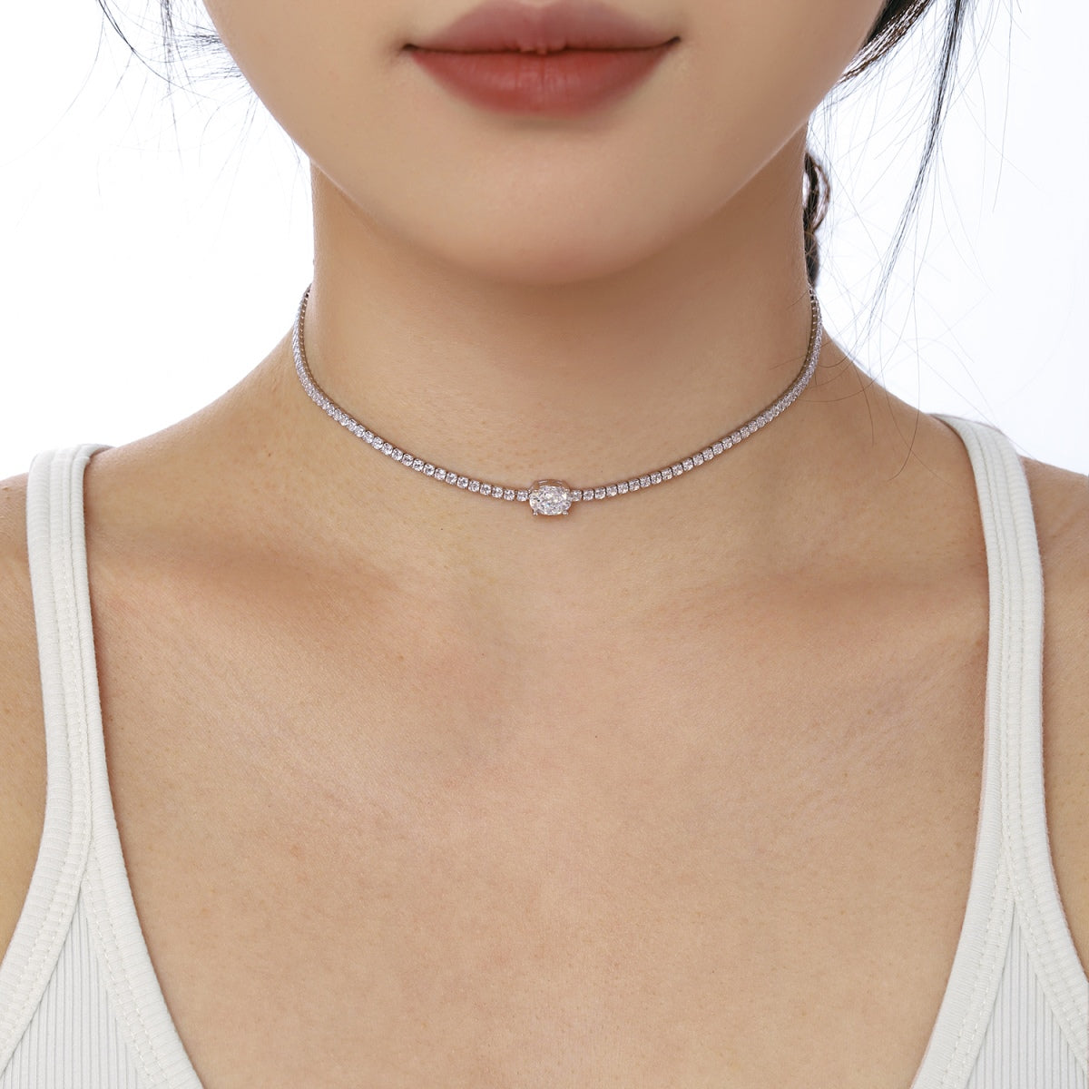 [Goodv]1.0 Carat Shining Oval Cut Necklace