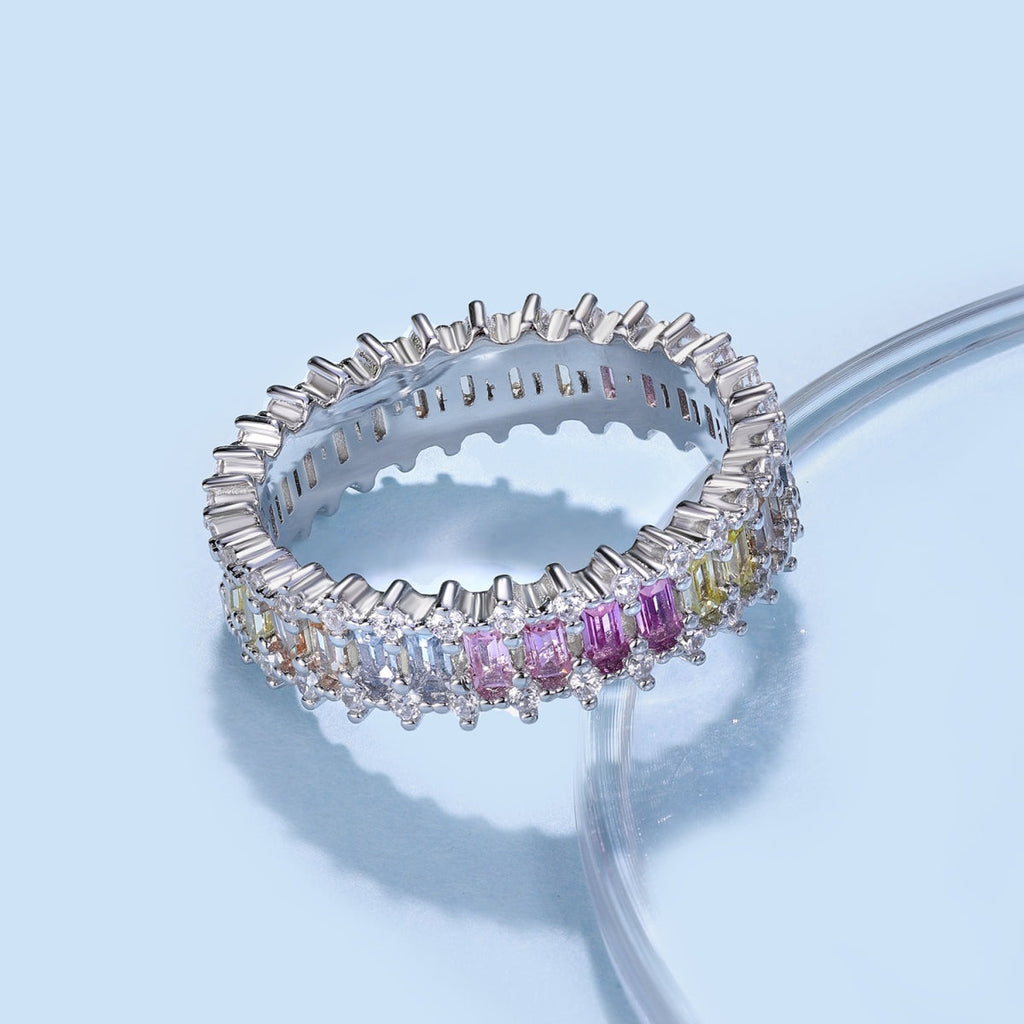 [Goodv]Splashy Ornate Emerald Cut Cocktail Ring