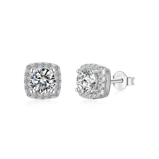 [Goodv]Classic Round Center Stone Stud Earrings