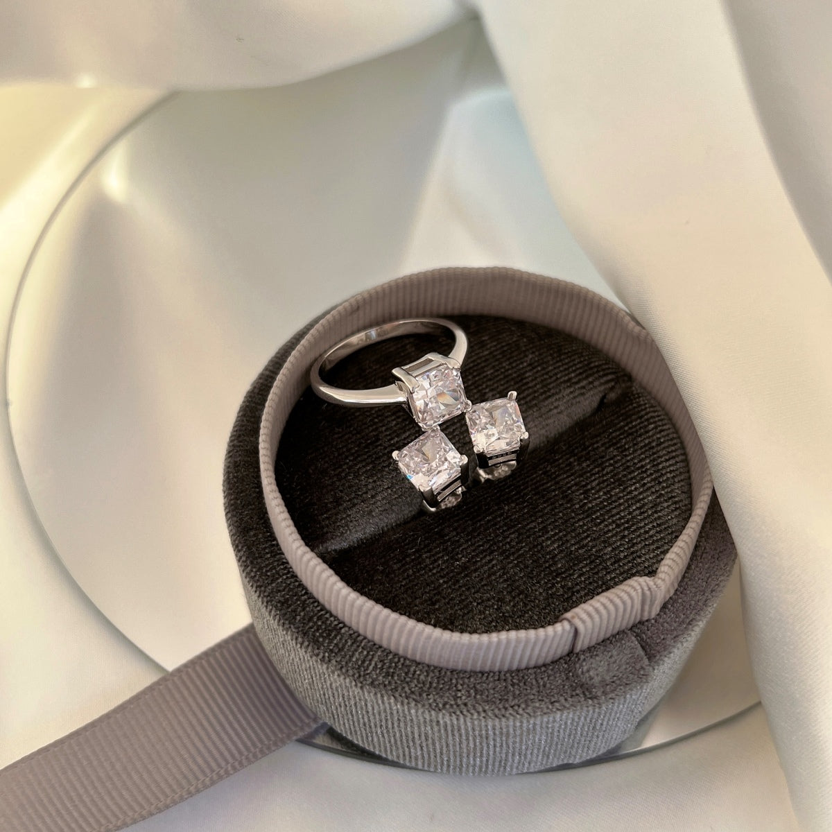 [Goodv]Boucles d'oreilles de mariage taille princesse radiante de 1,0 carat