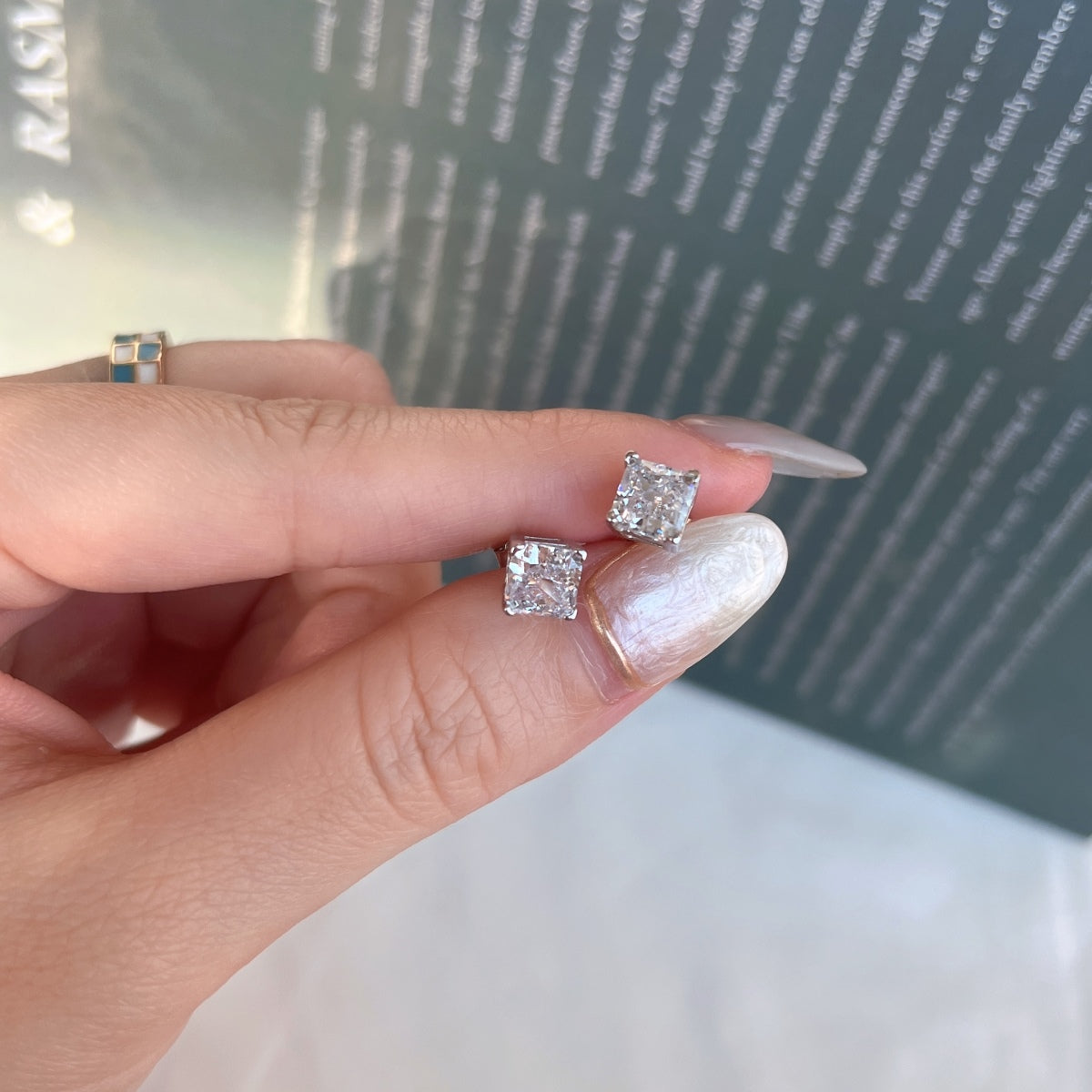 [Goodv]Boucles d'oreilles de mariage taille princesse radiante de 1,0 carat