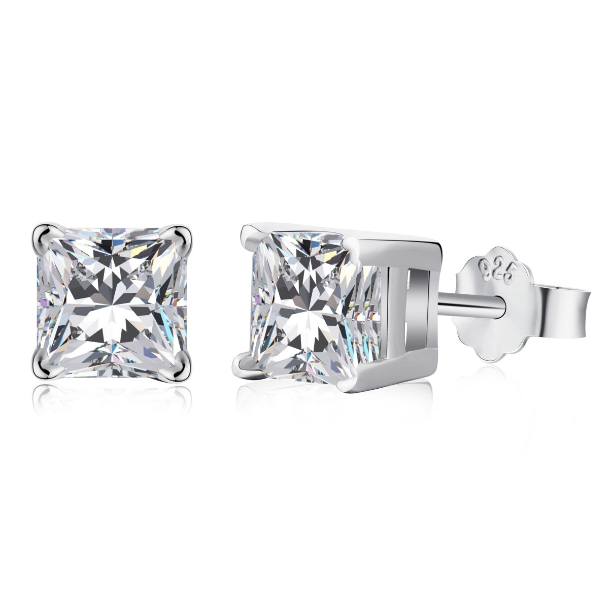 [Goodv]Boucles d'oreilles de mariage taille princesse radiante de 1,0 carat