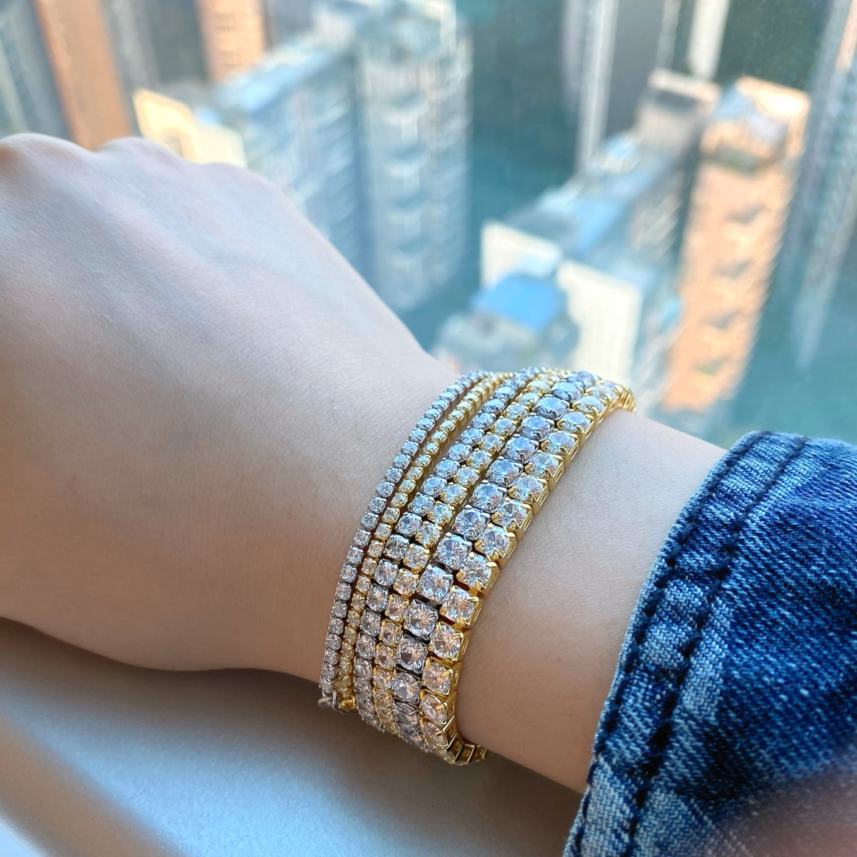 [Goodv]Sparkling Radiant Princess Cut Tennis Bracelet