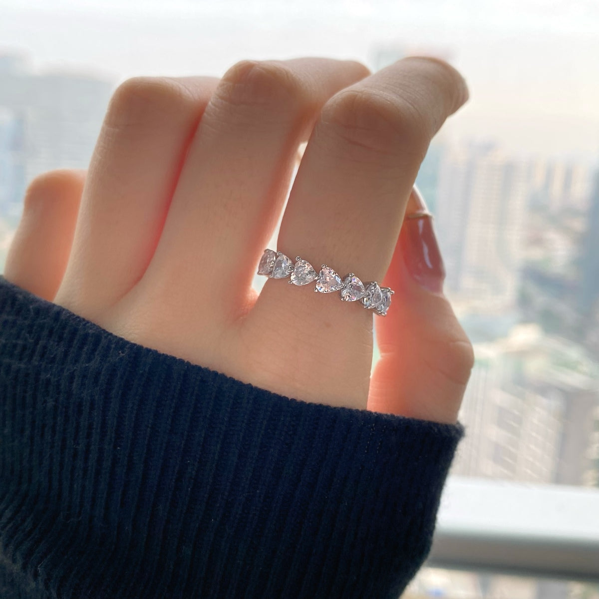 [Goodv]0.25 Carat Radiant Romance Heart Cut Lover Ring