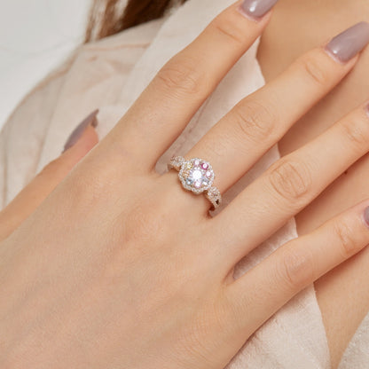 [Goodv]Delicate Colorful Round Cut Flower Shape Wedding Ring