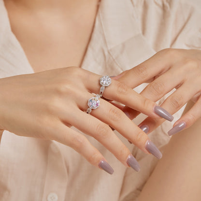 [Goodv]Delicate Colorful Round Cut Flower Shape Wedding Ring