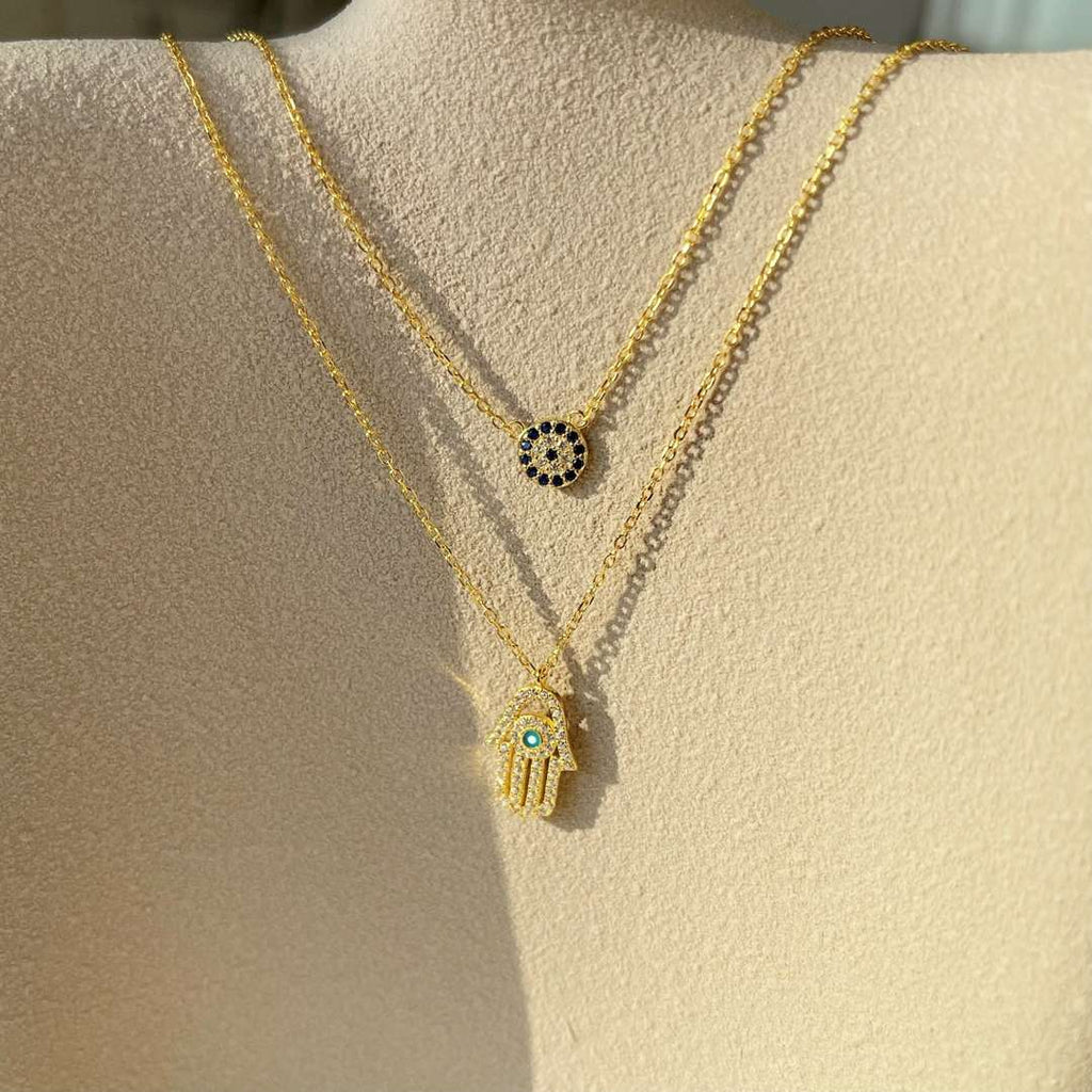 [Goodv]Demon Eye Hamsa Palm Necklace