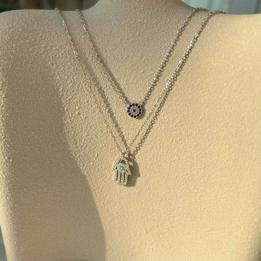 [Goodv]Demon Eye Hamsa Palm Necklace