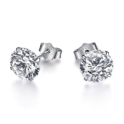 [Goodv]Stylish Shiny Round Center Stone Stud Earrings