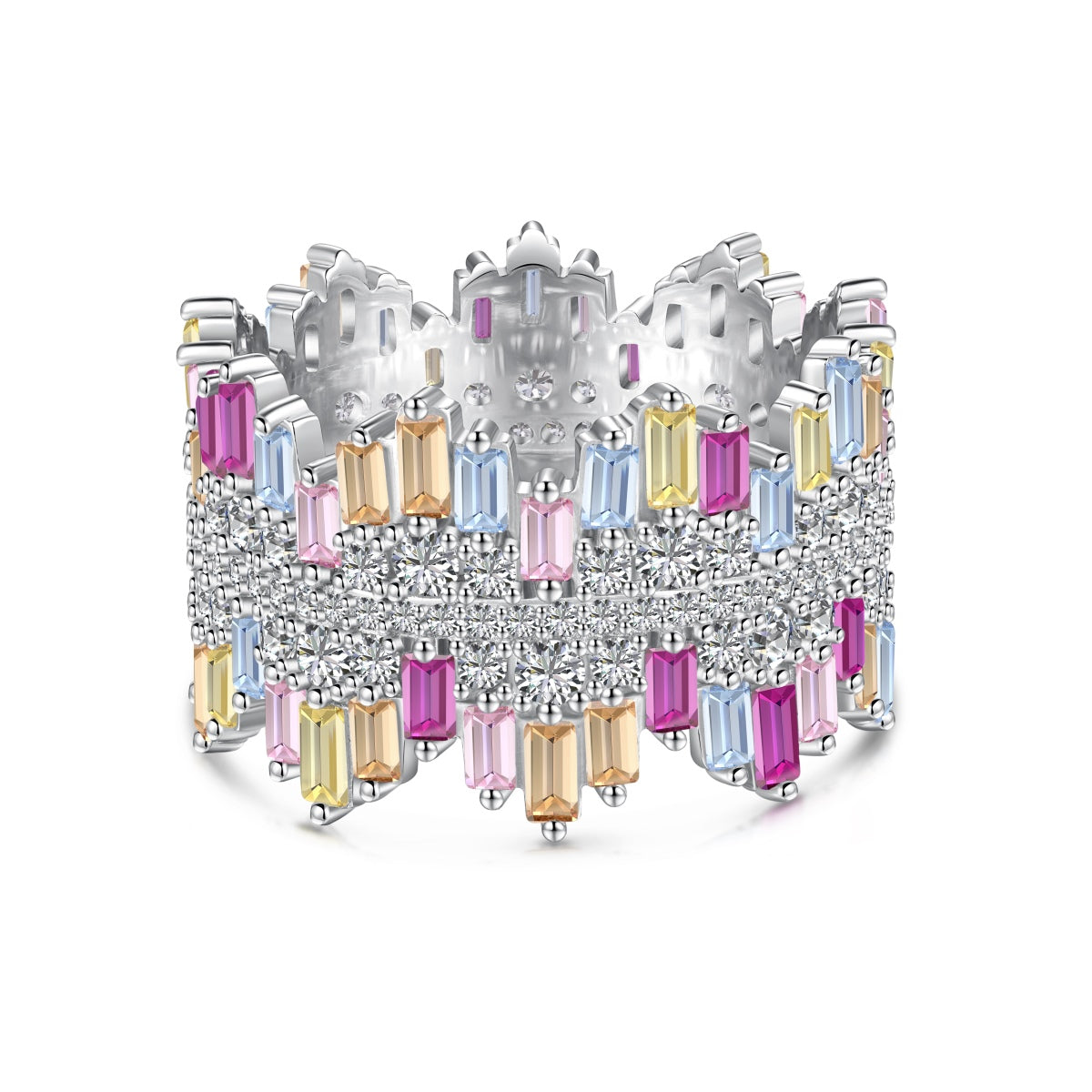 [Goodv] Bague quotidienne luxueuse et colorée à coupe radieuse