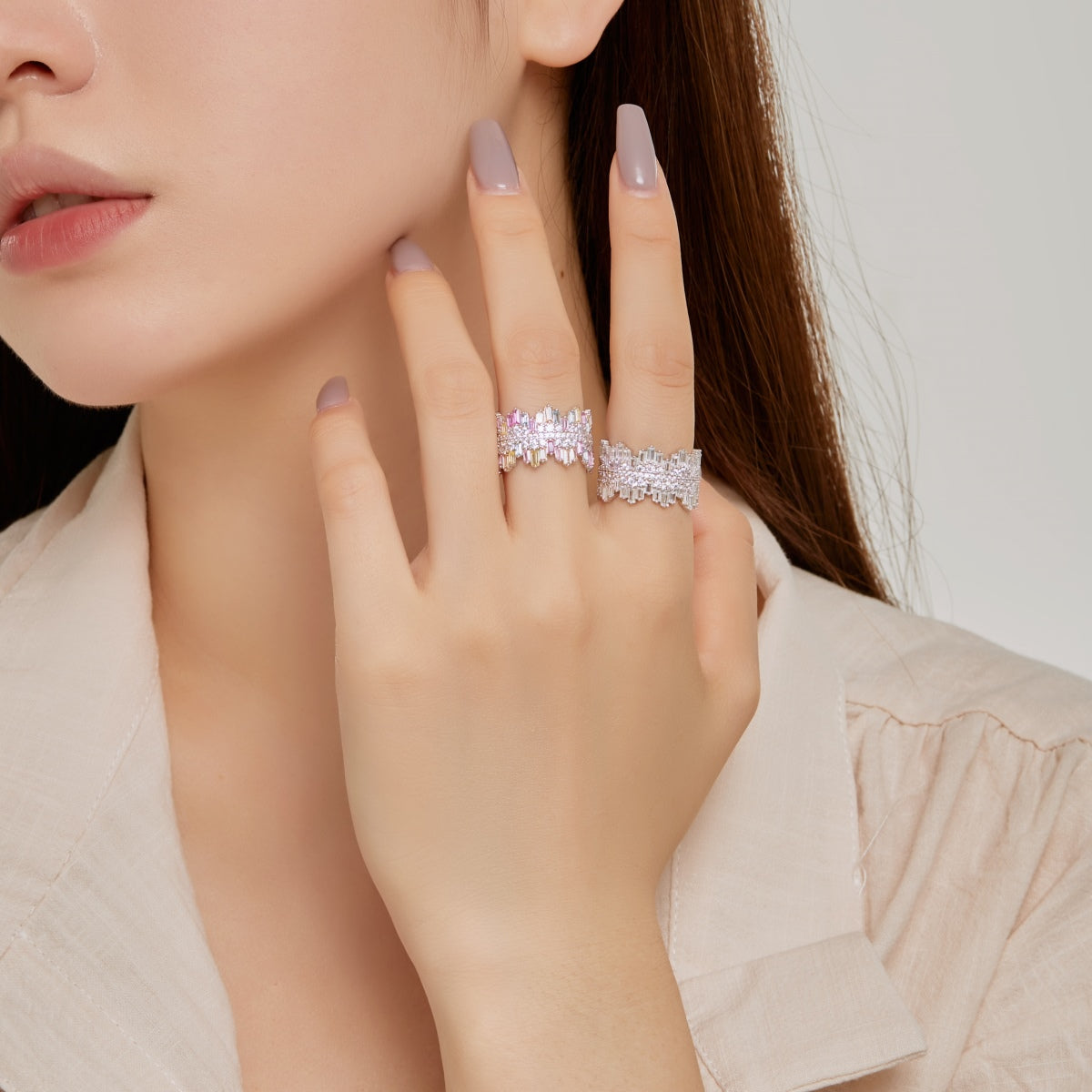 [Goodv] Bague quotidienne luxueuse et colorée à coupe radieuse