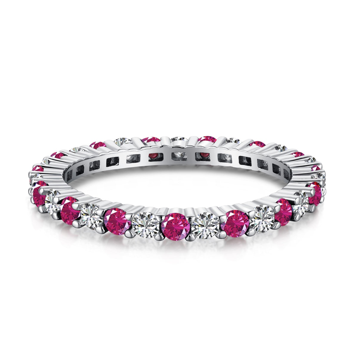 [Goodv]Exquisite Colorful Round Cut Tennis Ring