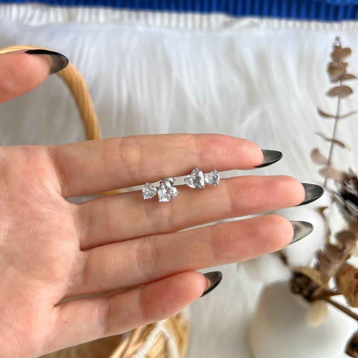 [Goodv]Boucles d'oreilles classiques de style princesse en forme de double cœur